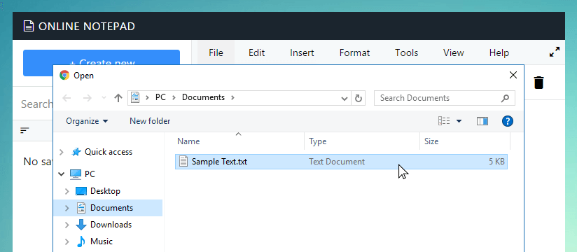 Open file dialog in Ssiniseo